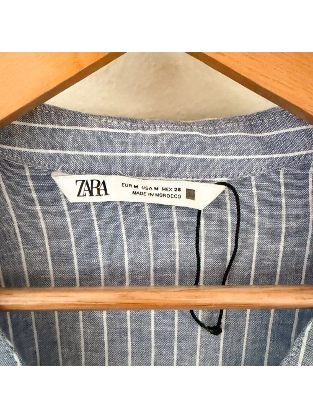 Zara Striped Linen Blend Short Romper Blue White Roll Tab Size Medium